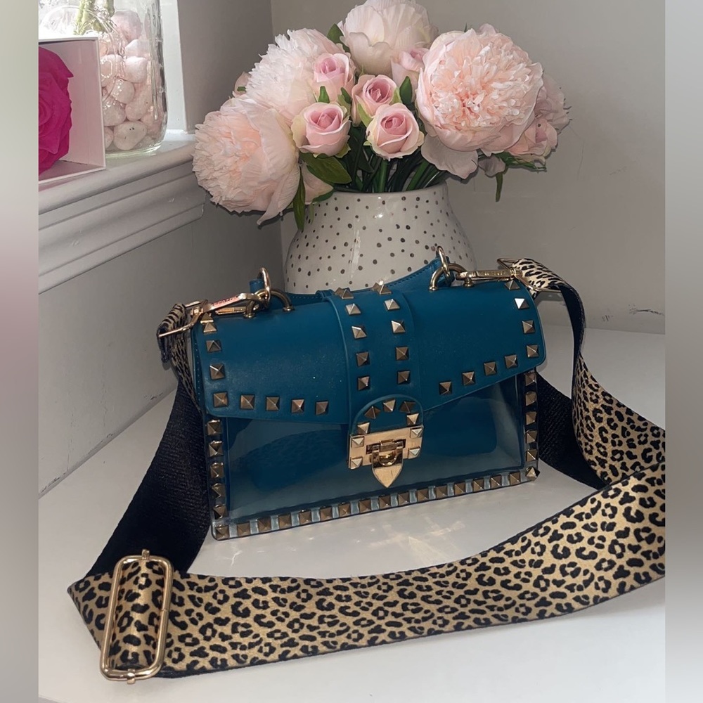 Small Teal partially clear Crossbody